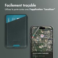Accezz Porte-cartes en cuir magnétique - Compatible avec Apple Find My - Cedar Green