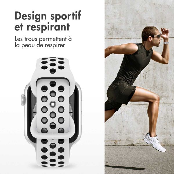 imoshion Bracelet Sport⁺ en silicone Apple Watch | 44/45/46/49 mm - Taille M/L - White / Black