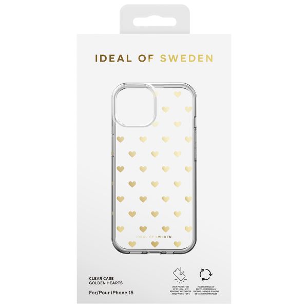 iDeal of Sweden Coque Clear MagSafe Apple iPhone 15 - Golden Hearts