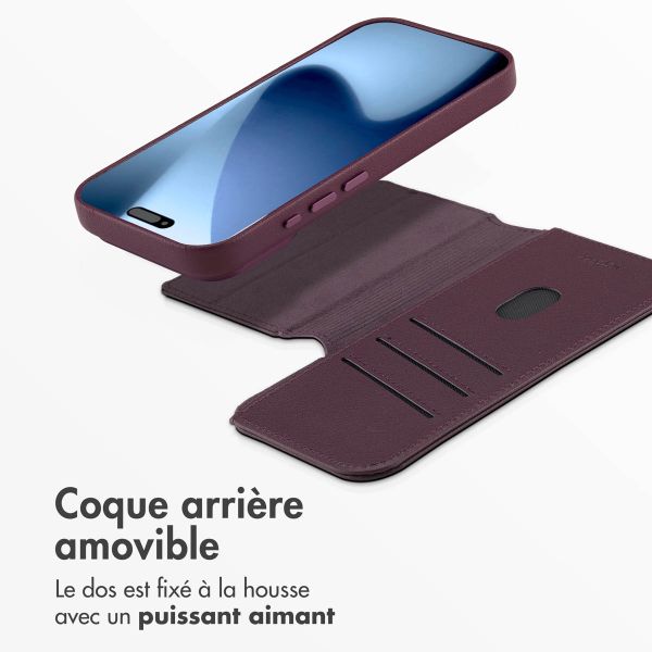 Accezz Étui de télephone portefeuille en cuir 2-en-1 avec MagSafe Apple iPhone 17 Pro - Heath Purple