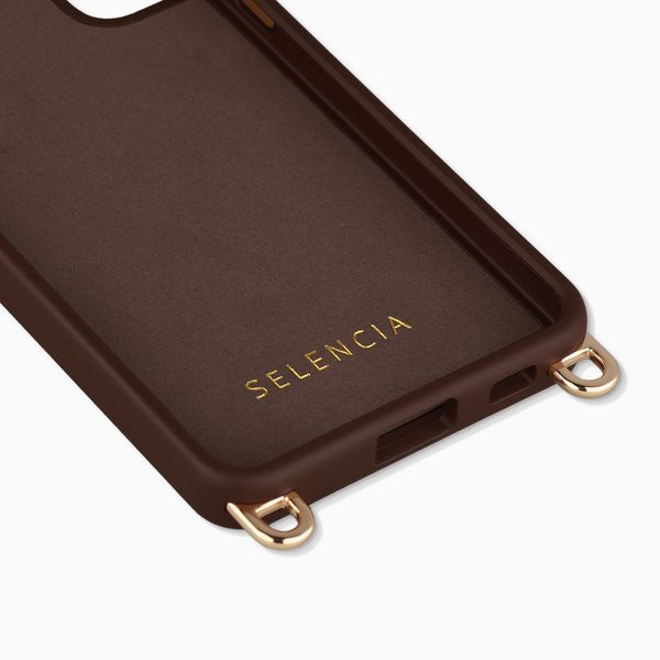 Selencia Coque arrière Rivièra avec MagSafe avec crochets amovibles Samsung Galaxy S21 - Choco Brown