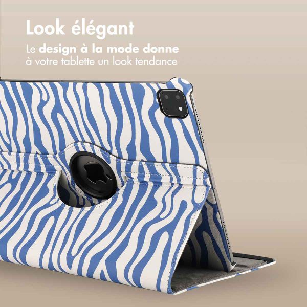 imoshion Coque tablette Design rotatif à 360° Apple iPad Air 13 pouces (2026) M4 / (2025) M3 / (2024) M2 - White Blue Stripes