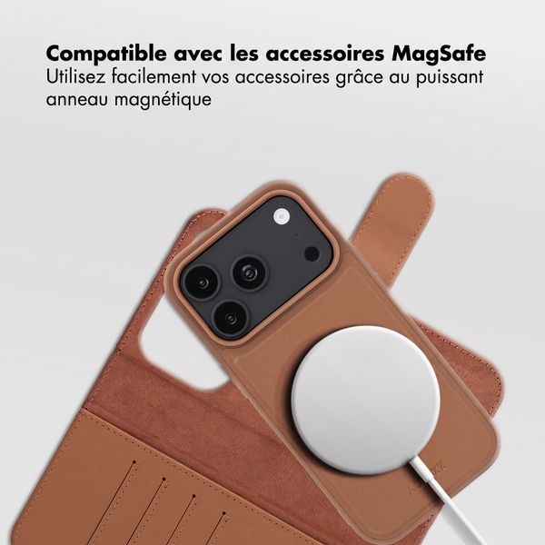 Accezz Coque portefeuille Edge amovible avec MagSafe Apple iPhone 18 Pro / 17 Pro - Marron