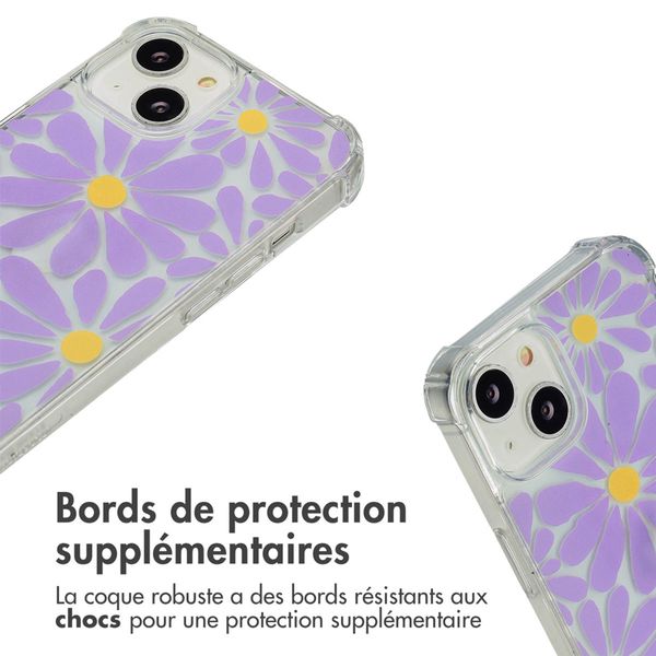 imoshion Coque Design avec cordon Apple iPhone 14 - Tropical Violet Flowers Connect