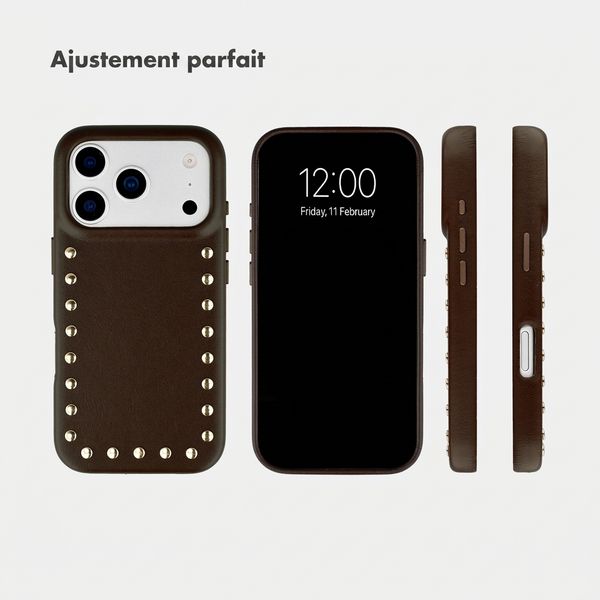 Selencia Coque arrière Studs avec MagSafe Apple iPhone 17 Pro - Cacao Crush