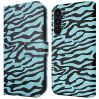 imoshion Étui de télephone portefeuille Design Samsung Galaxy A55 - Black Blue Stripes