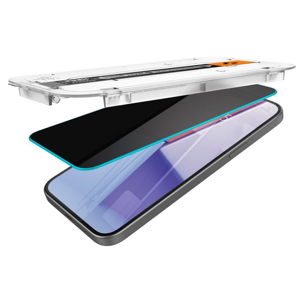 Spigen Protection d'écran en verre trempé GLAStR Privacy Applicator - lot de 2 Apple iPhone 16 / 15