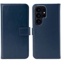 Selencia Étui portefeuille en cuir véritable Samsung Galaxy S26 Ultra - Bleu foncé