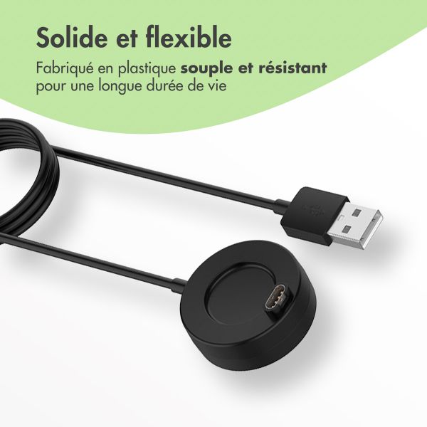 imoshion Station de charge Garmin Watch | Câble de chargement USB-A - 1 metre - Noir