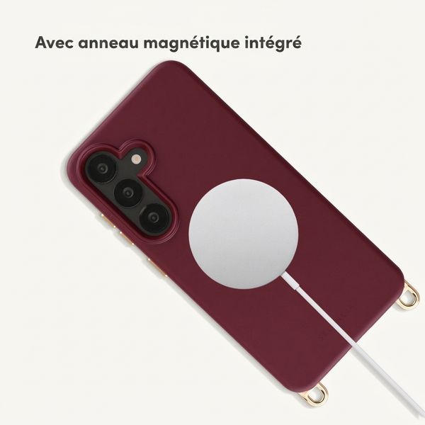Selencia Coque arrière Rivièra avec MagSafe avec crochets amovibles Samsung Galaxy S25 / S24 - Bold Burgundy