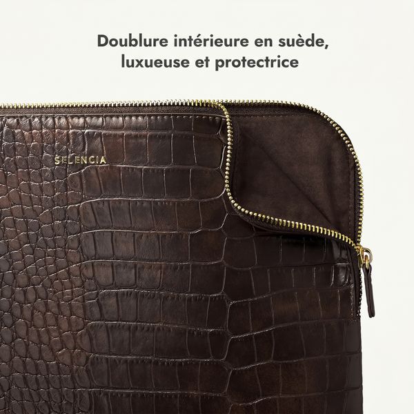 Selencia Pochette ordinateur Croco 15-16 pouces - Choco Brown