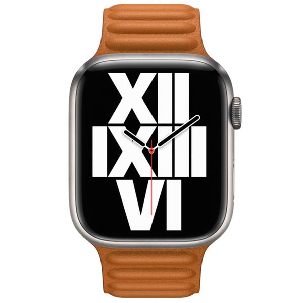 Apple Bracelet Leather Link Apple Watch | 44/45/46/49 mm - Taille S/M - Golden Brown