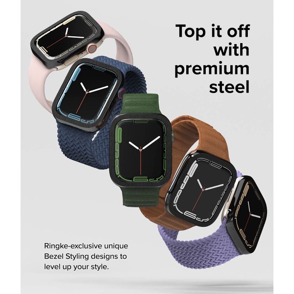 Ringke Style de lunette Apple Watch 7 / 8 / 9 - 45 mm - Hairline Plain Silver