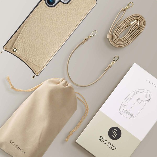 Selencia Coque de télephone Nova avec cordon et porte-cartes Samsung Galaxy S25 Ultra - Beige