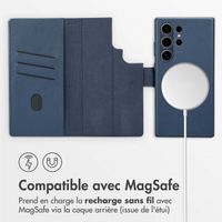 Accezz Étui de télephone portefeuille en cuir 2-en-1 avec MagSafe Samsung Galaxy S24 Ultra - Nightfall Blue