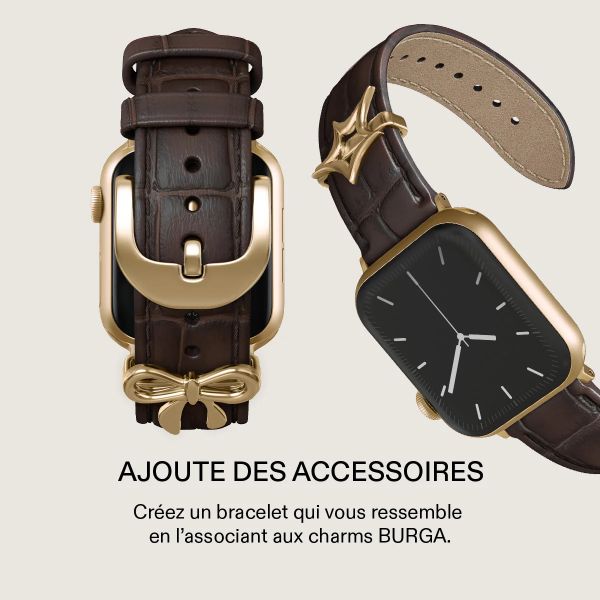 Burga Bracelet en cuir véritable Apple Watch | 38/40/41/42 mm - Espresso / Gold