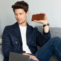 Selencia Étui portefeuille en cuir véritable Apple iPhone Xr - Marron