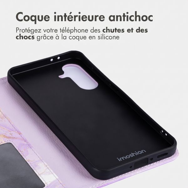 imoshion Étui de télephone portefeuille Design Samsung Galaxy A36 - Purple Marble