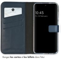 Selencia Étui portefeuille en cuir véritable Samsung Galaxy S24 - Bleu foncé