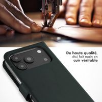 Selencia Étui portefeuille en cuir véritable Apple iPhone 18 Pro Max / 17 Pro Max - Vert