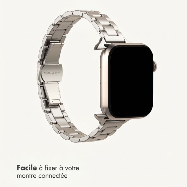 Selencia Bracelet à maillons fin en acier Apple Watch | 38/40/41/42 mm - Lumière stellaire