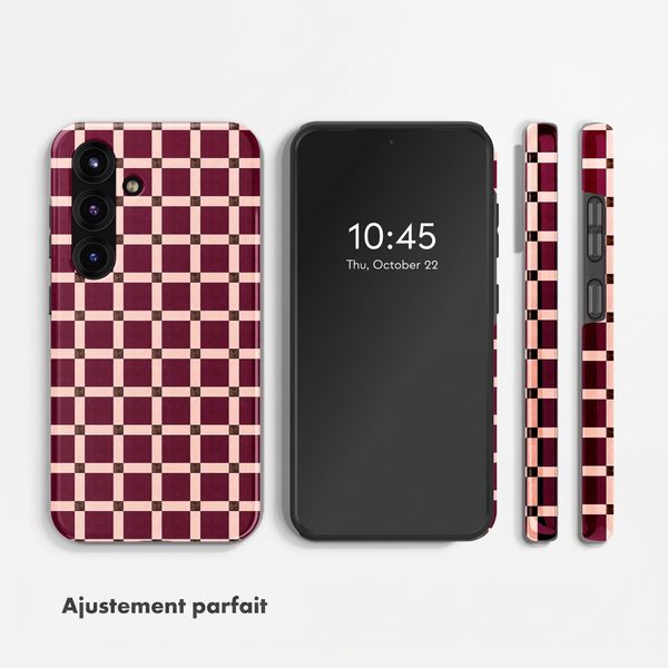 Selencia Coque arrière Vivid avec MagSafe Samsung Galaxy S25 - Check This Burgundy
