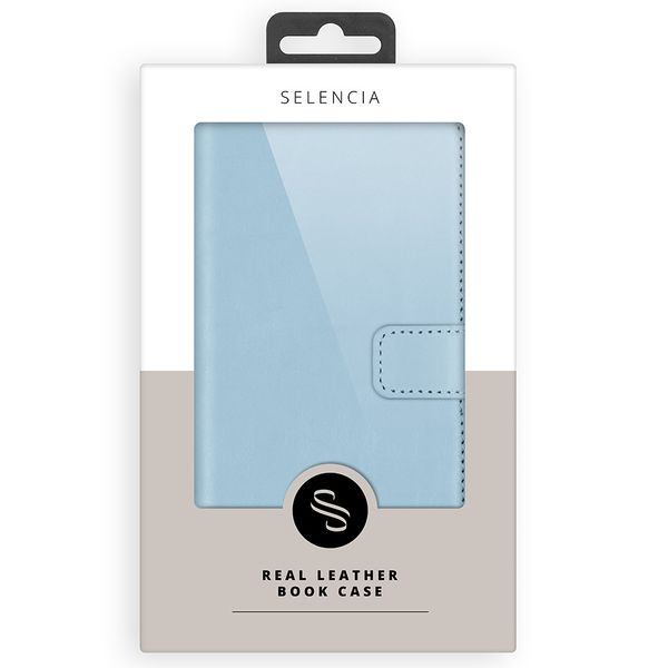Selencia Étui portefeuille en cuir véritable Samsung Galaxy A51 - Air Blue
