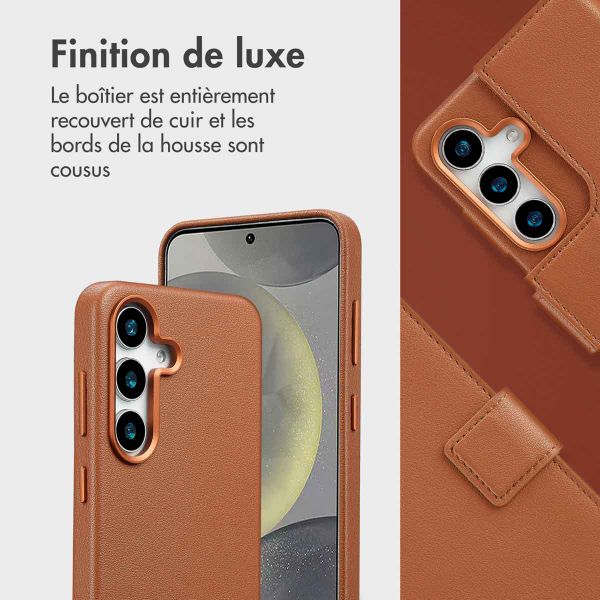 Accezz Étui de télephone portefeuille en cuir 2-en-1 avec MagSafe Samsung Galaxy S25 - Sienna Brown