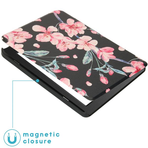imoshion Design Slim Hard Case Sleepcover Kobo Nia - Blossom Watercolor Black