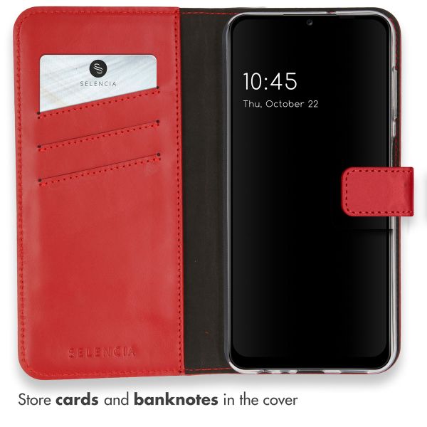 Selencia Étui portefeuille en cuir véritable Samsung Galaxy A13 (4G) - Rouge