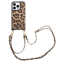 Selencia Coque de télephone Nova avec cordon et porte-cartes Apple iPhone 15 Pro - Leopard