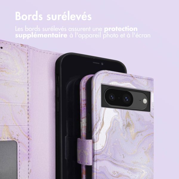 imoshion Étui de télephone portefeuille Design Google Pixel 8a - Purple Marble