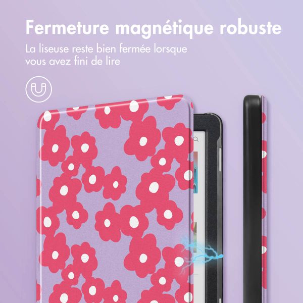 imoshion Design Slim Hard Case Sleepcover Kobo Clara Colour / BW - Dusty Rose Blossom