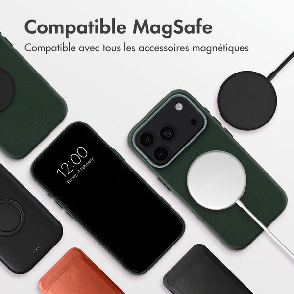 Accezz Coque arrière en cuir avec MagSafe Apple iPhone 18 Pro Max / 17 Pro Max - Cedar Green