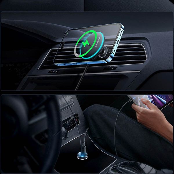 Baseus CW01 Magnetic Car mount - Support de téléphone de voiture - Grille de ventilation - Magnetique et MagSafe - Chargeur sans fil - Noir