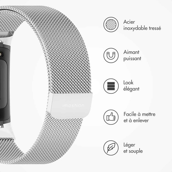imoshion Bracelet magnétique milanais Fitbit Charge 5 - Taille S - Argent