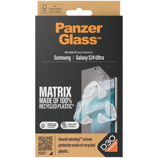 PanzerGlass Protection d'écran Matrix Recycled Ultra-Wide Fit Anti-bactérienne avec applicateur Samsung Galaxy S24 Ultra