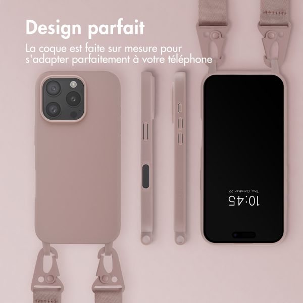 Selencia Coque silicone avec cordon amovible Apple iPhone 16 Pro - Sand Pink