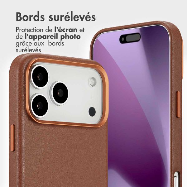 Accezz Étui de télephone portefeuille en cuir 2-en-1 avec MagSafe Apple iPhone 17 Pro Max - Sienna Brown
