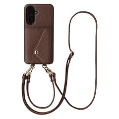Selencia Coque de télephone Sera avec cordon et porte-cartes enveloppe Samsung Galaxy A37 (5G) - Chocolate Brown