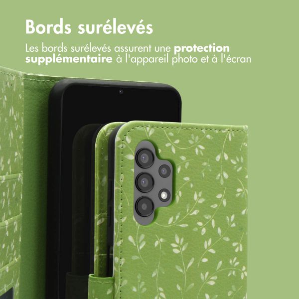 imoshion Étui de télephone portefeuille Design Samsung Galaxy A13 (4G) - Green Flowers