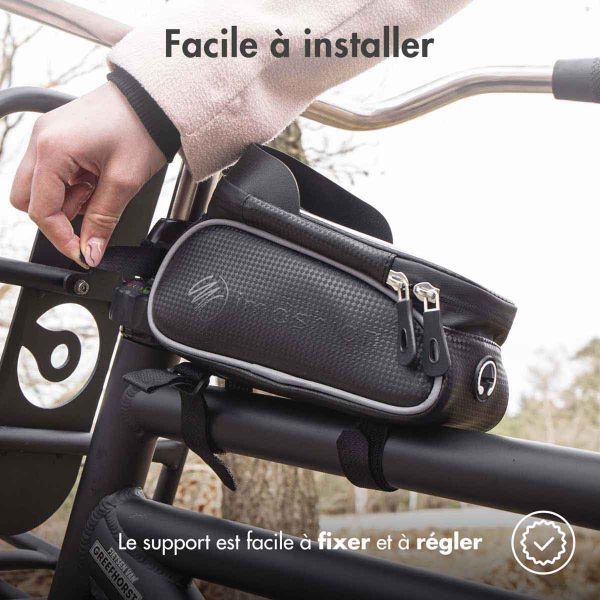 imoshion Support de téléphone pour vélo avec pochette - Cadre de vélo - Universel - Noir