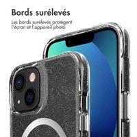 imoshion Coque arrière transparente Pailletée avec MagSafe Apple iPhone 13 - Argent