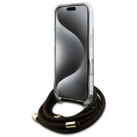 Guess Coque arrière avec cordon 4G Print Apple iPhone 16 - Marron