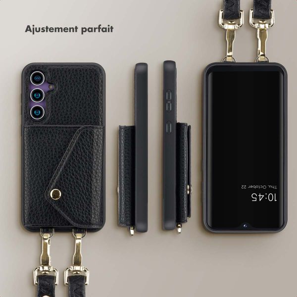 Selencia Coque de télephone Sera avec cordon et porte-cartes enveloppe Samsung Galaxy S23 FE - Noir