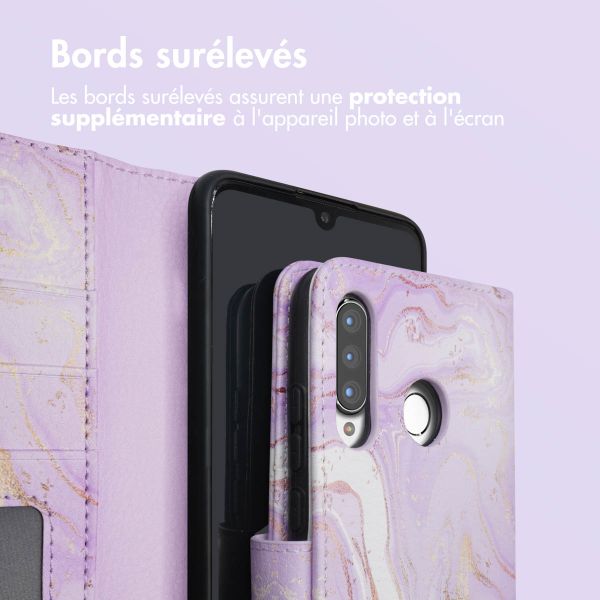 imoshion Étui de télephone portefeuille Design Huawei P30 Lite - Purple Marble