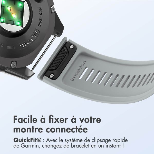 imoshion Bracelet QuickFit® Stripe en silicone  - Connexion Garmin 26 mm - Gris