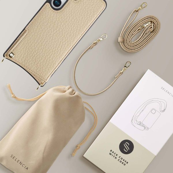 Selencia Coque de télephone Nova avec cordon et porte-cartes Samsung Galaxy S25 - Beige