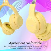 imoshion Casque sans fil pour enfants LED Light Cat Ear - Limiteur de décibels - Avec câble AUX - Jaune