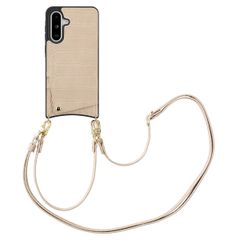 Selencia Coque de télephone Nova Croco avec cordon et porte-cartes Samsung Galaxy A36 / A56 - Beige